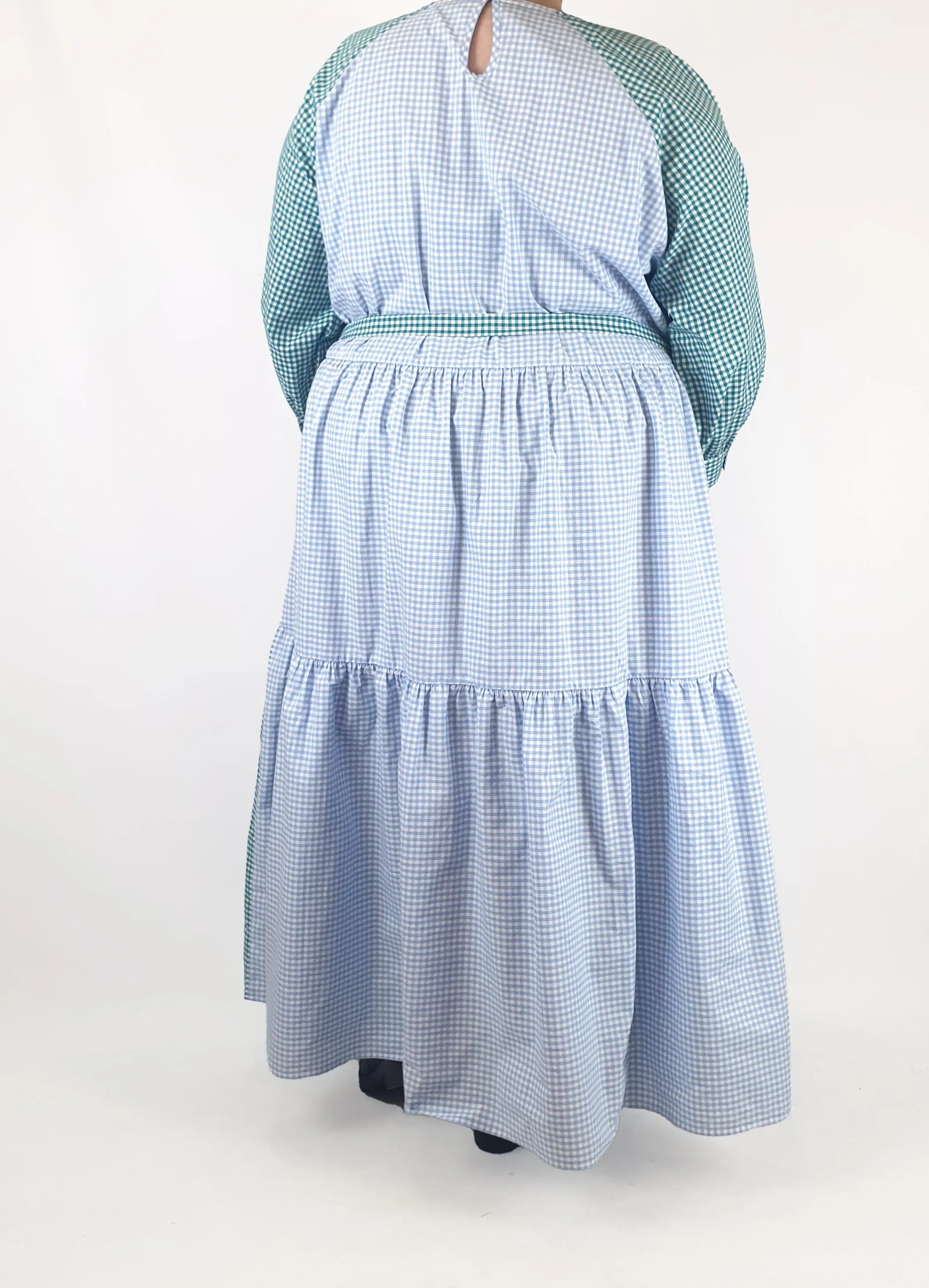 Kholo blue and green check print maxi dress size 24