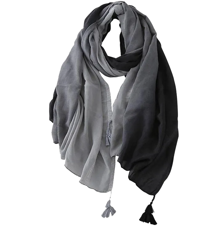 Luxe Dip-Dye Cotton Tassel Scarf