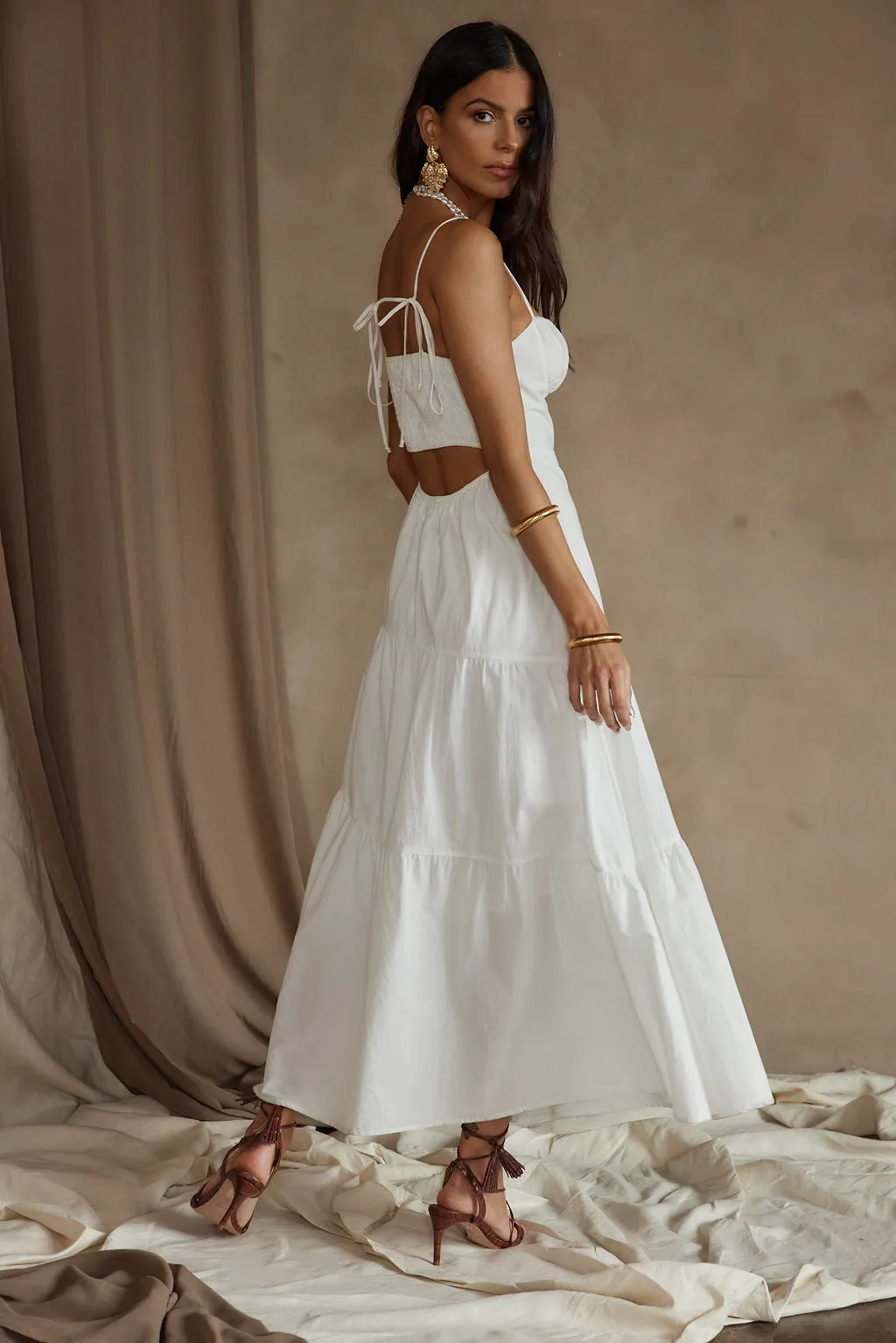 Magnolia White Linen Maxi Dress