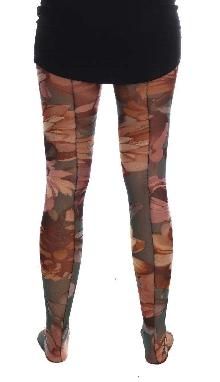 Multicolor Floral Print Tights Stockings